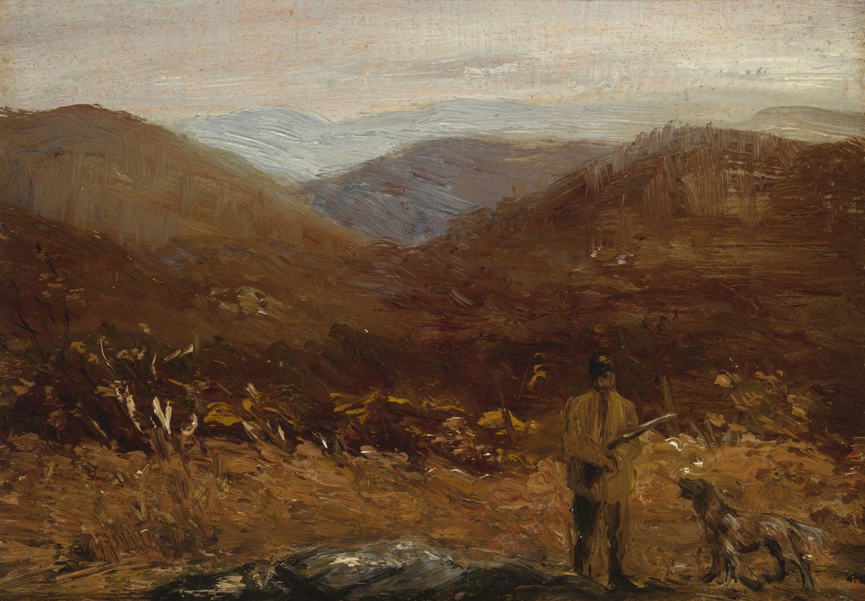 Mand med hund jægeren af William James Glackens