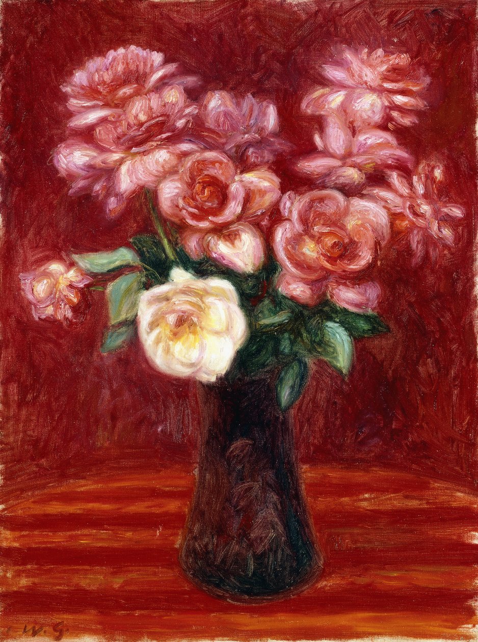 lyserøde roser af William James Glackens