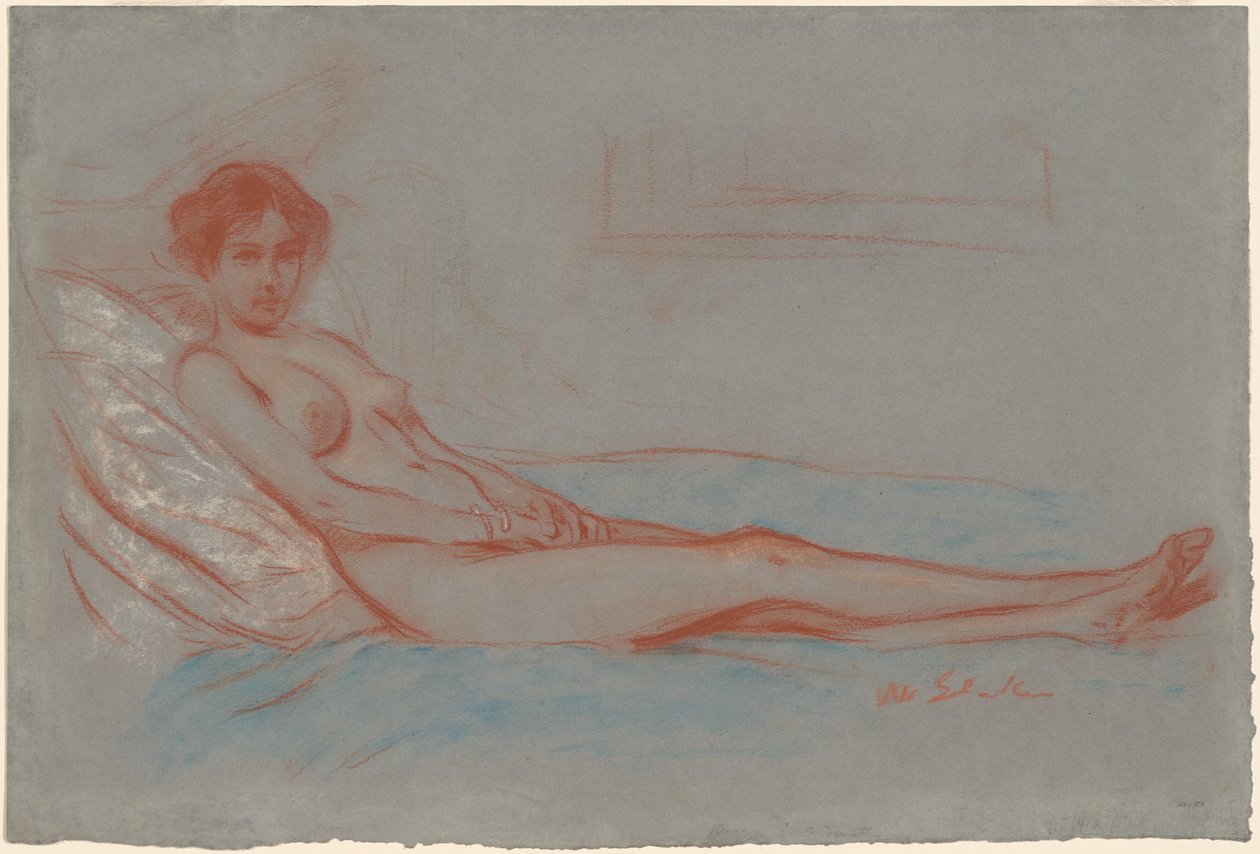 Liggende nøgen kvinde af William James Glackens