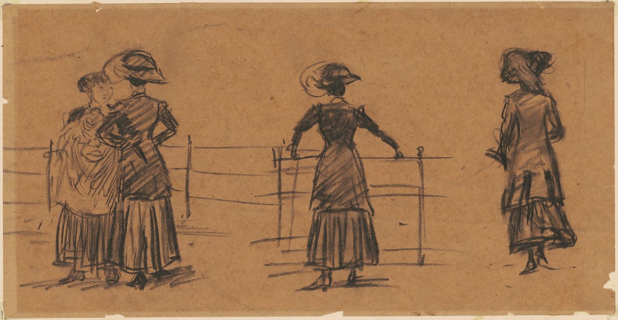 Studier af kvinder ved Parkrækværket af William James Glackens
