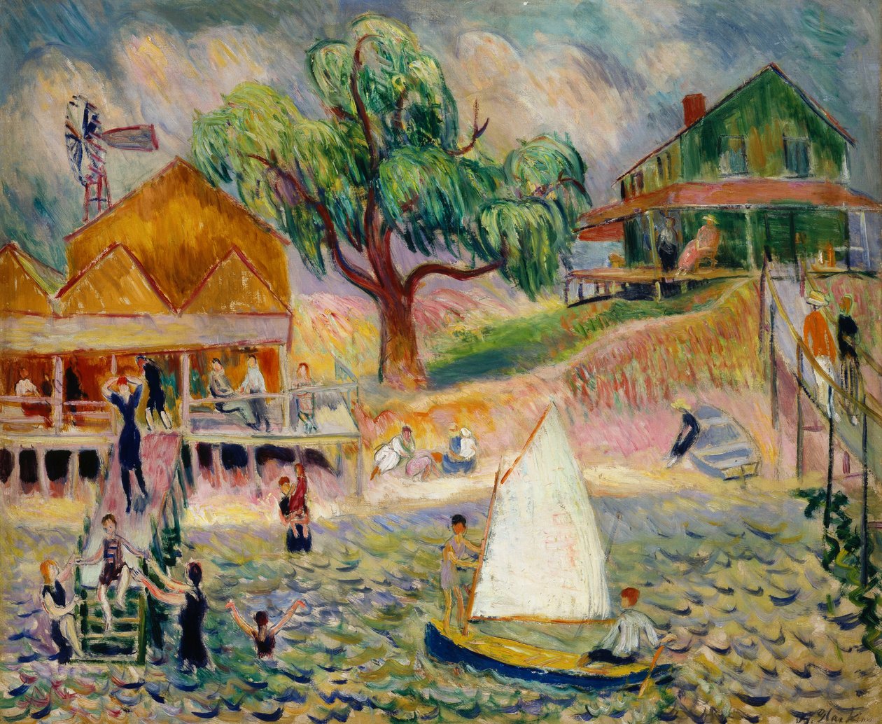 The Green Beach Cottage, Bellport, Long Island, ca. 1911-1916 (olie på lærred) af William James Glackens