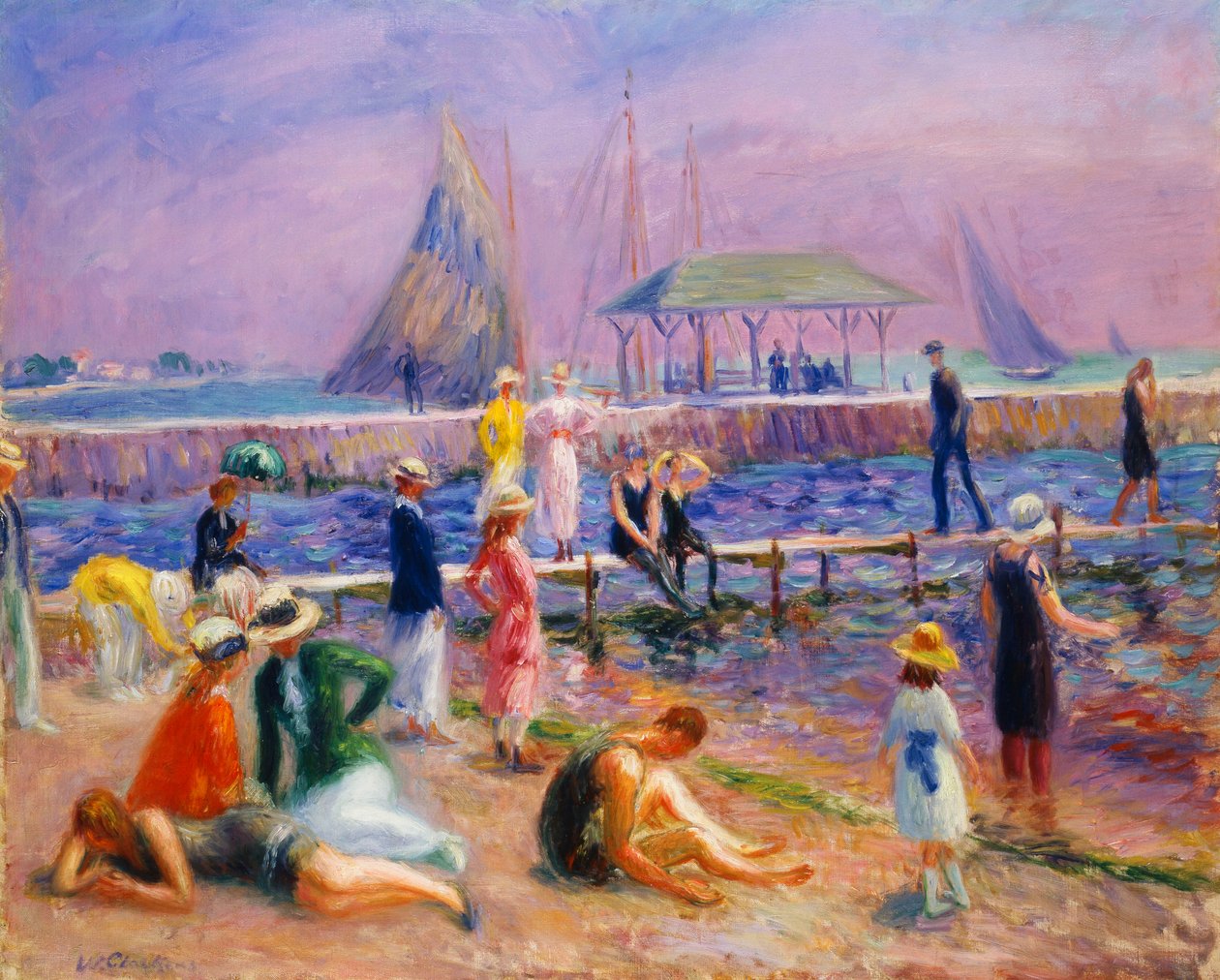 Town Pier - Blue Point, Long Island af William James Glackens