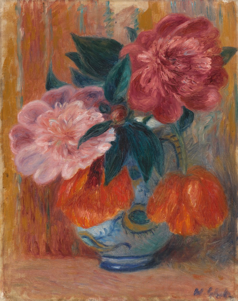 Tulipaner og pæoner i kande af William James Glackens