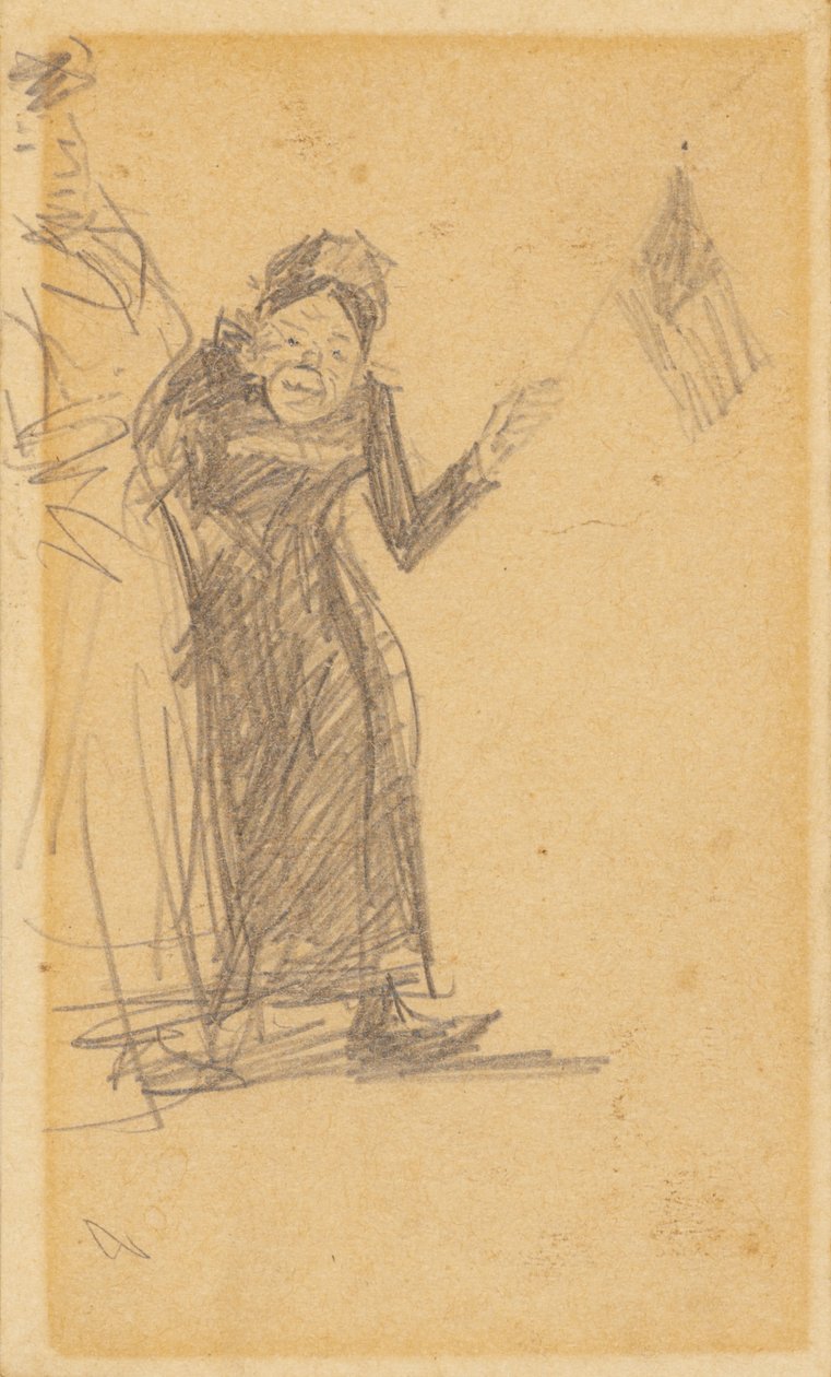 Kvinde viftende flag af William James Glackens