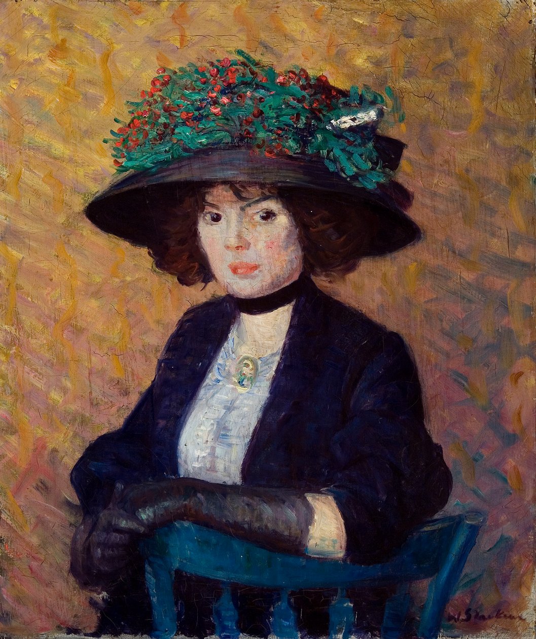 Kvinde med grøn hat af William James Glackens