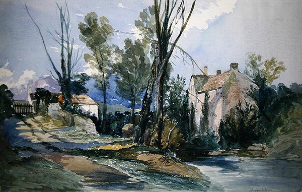 A Staffordshire Mill (akvarel på papir) af William James Muller