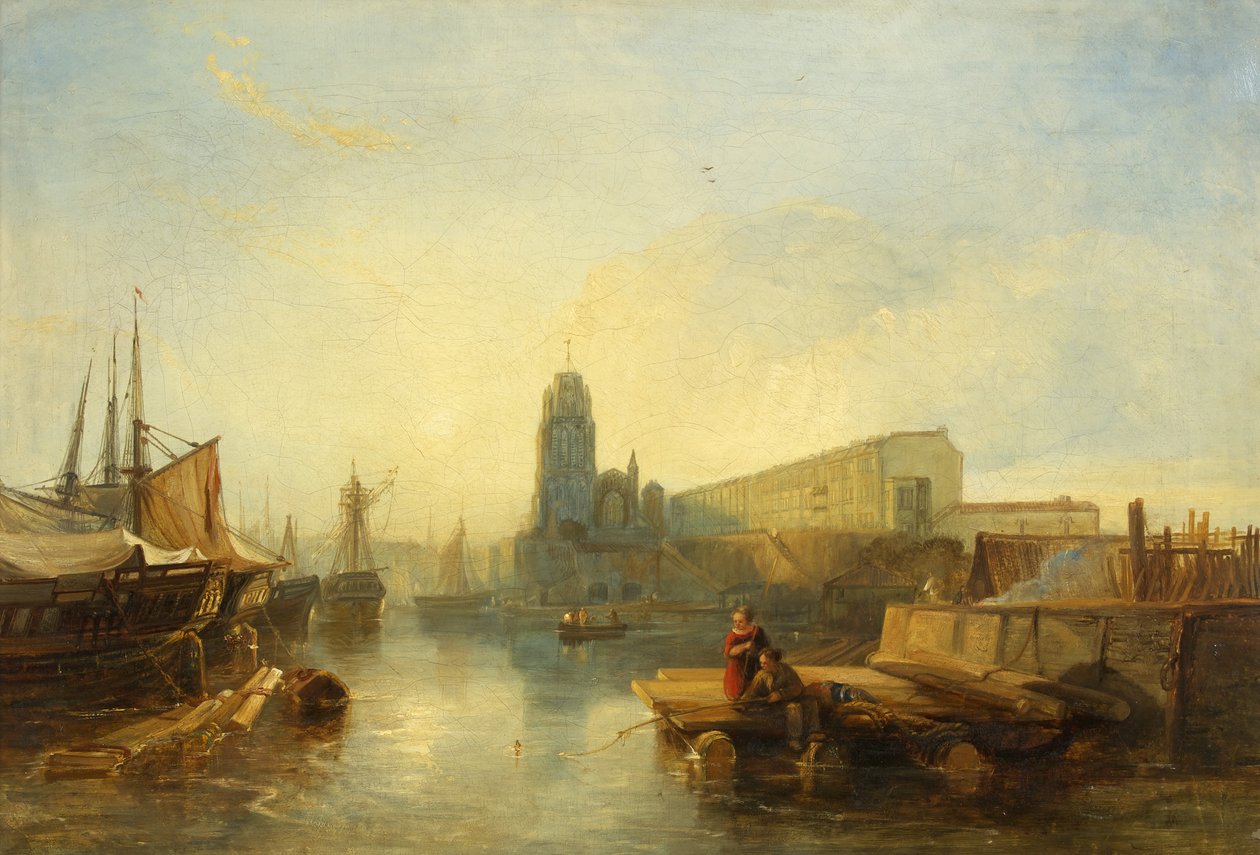 Bristol Harbor (olie på lærred) af William James Muller