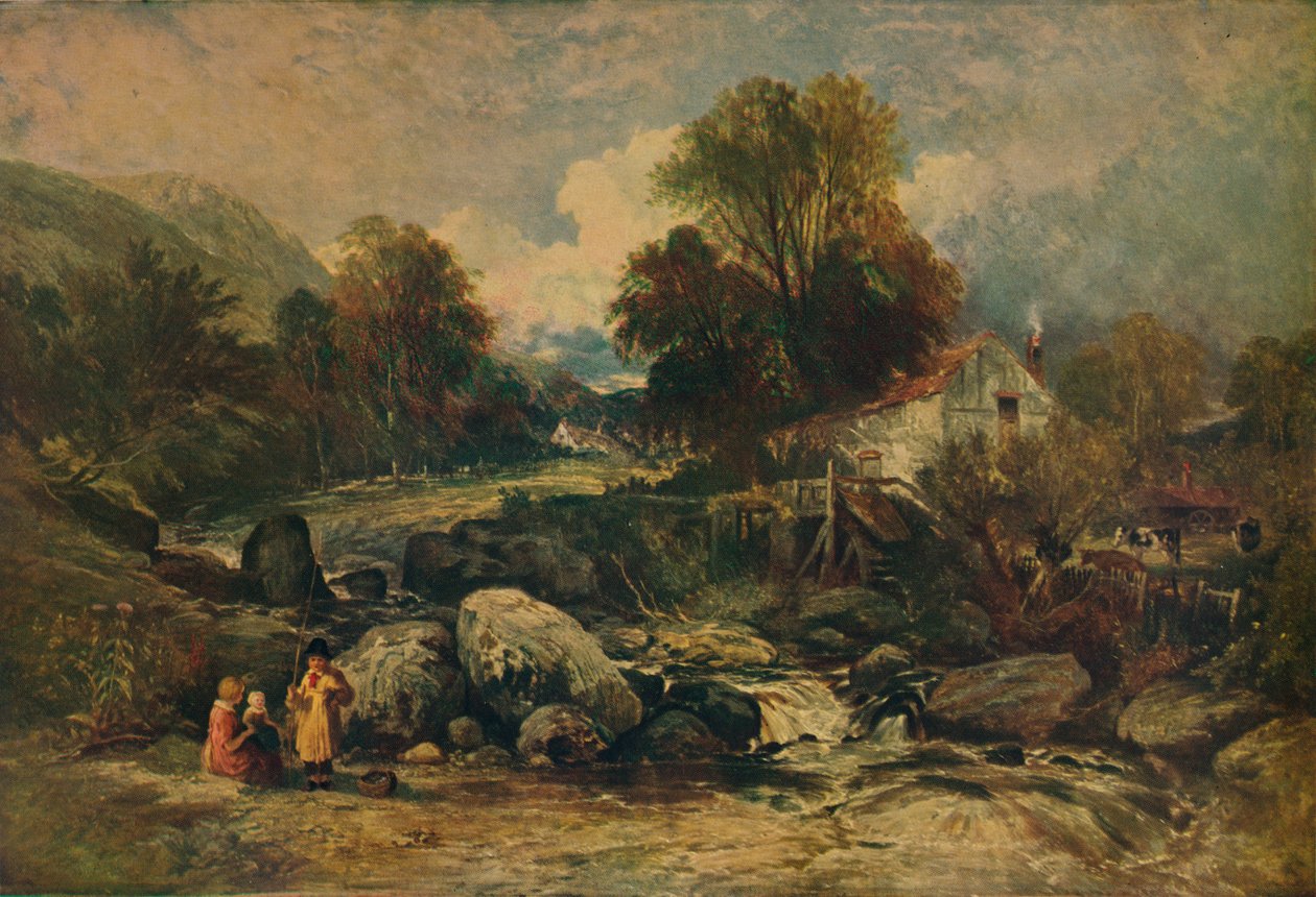 Dol-y-Garrog Mill nær Llanrwst, Caernarvonshire, c1844 af William James Muller