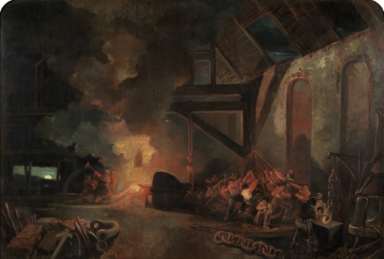 Smedning af et anker (olie på lærred) af William James Muller