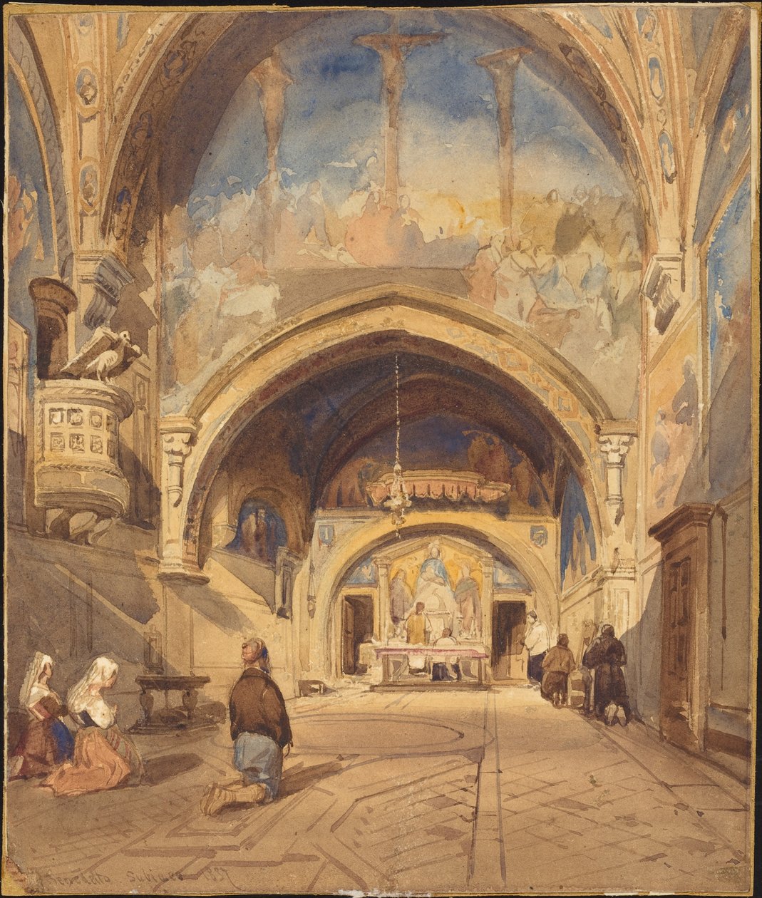 Interiør af kirken San Benedetto, Subiaco af William James Muller