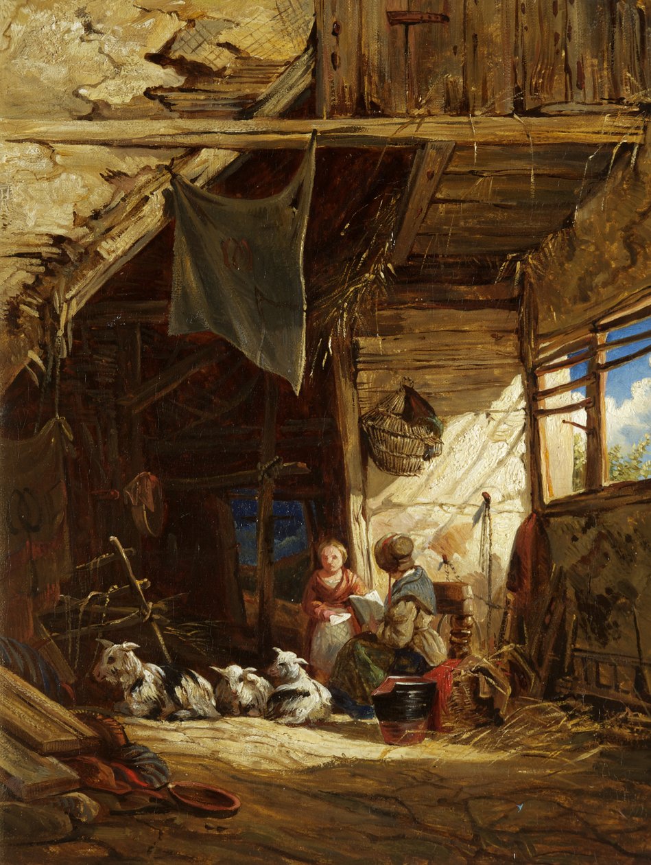 Interiør med geder - Bettws-y-Coed af William James Muller