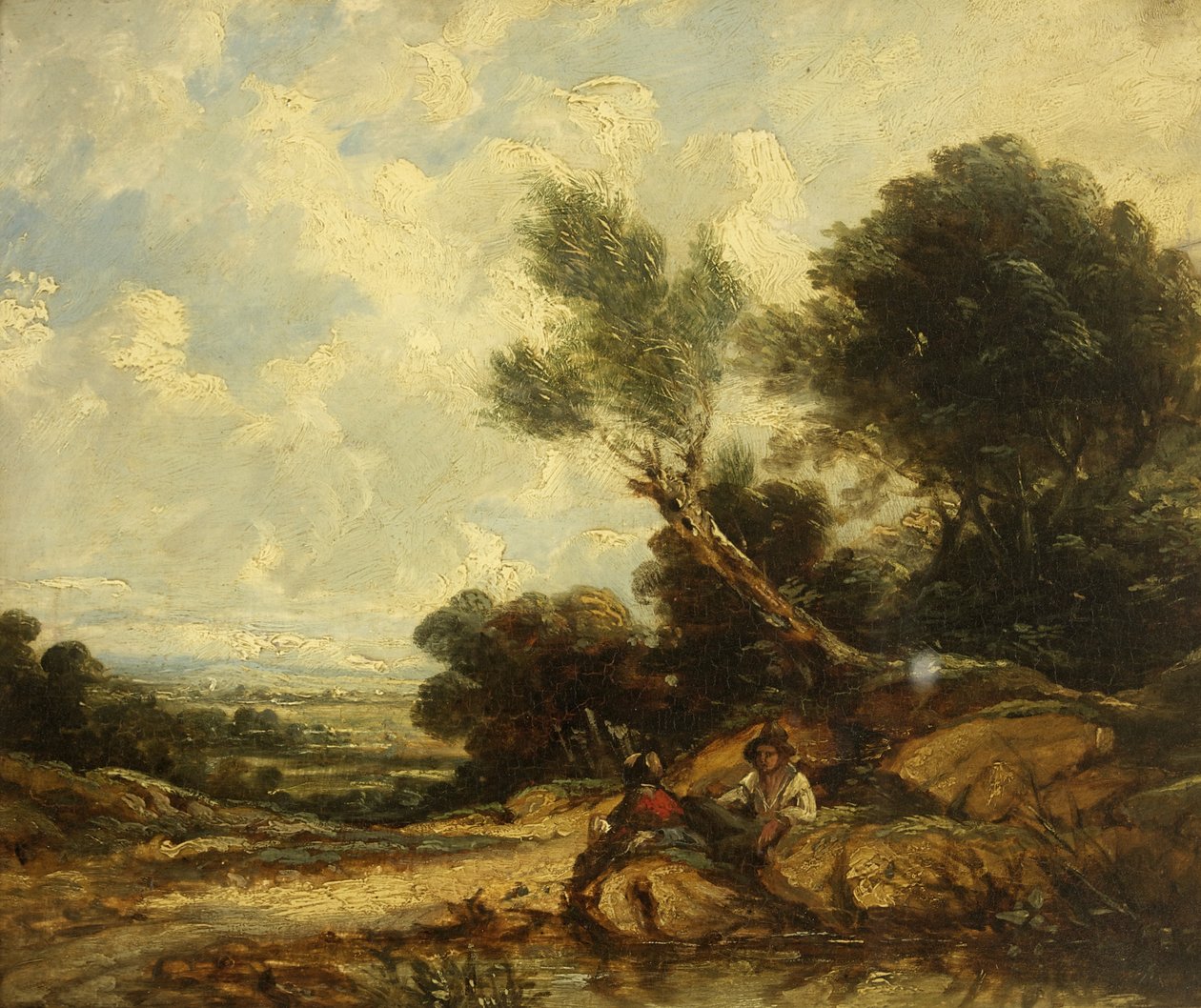 Landskab med figurer af William James Muller