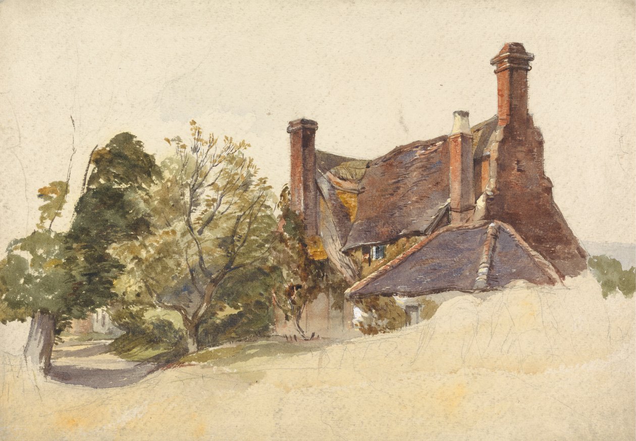 Studie af et sommerhus ved en bane af William James Muller