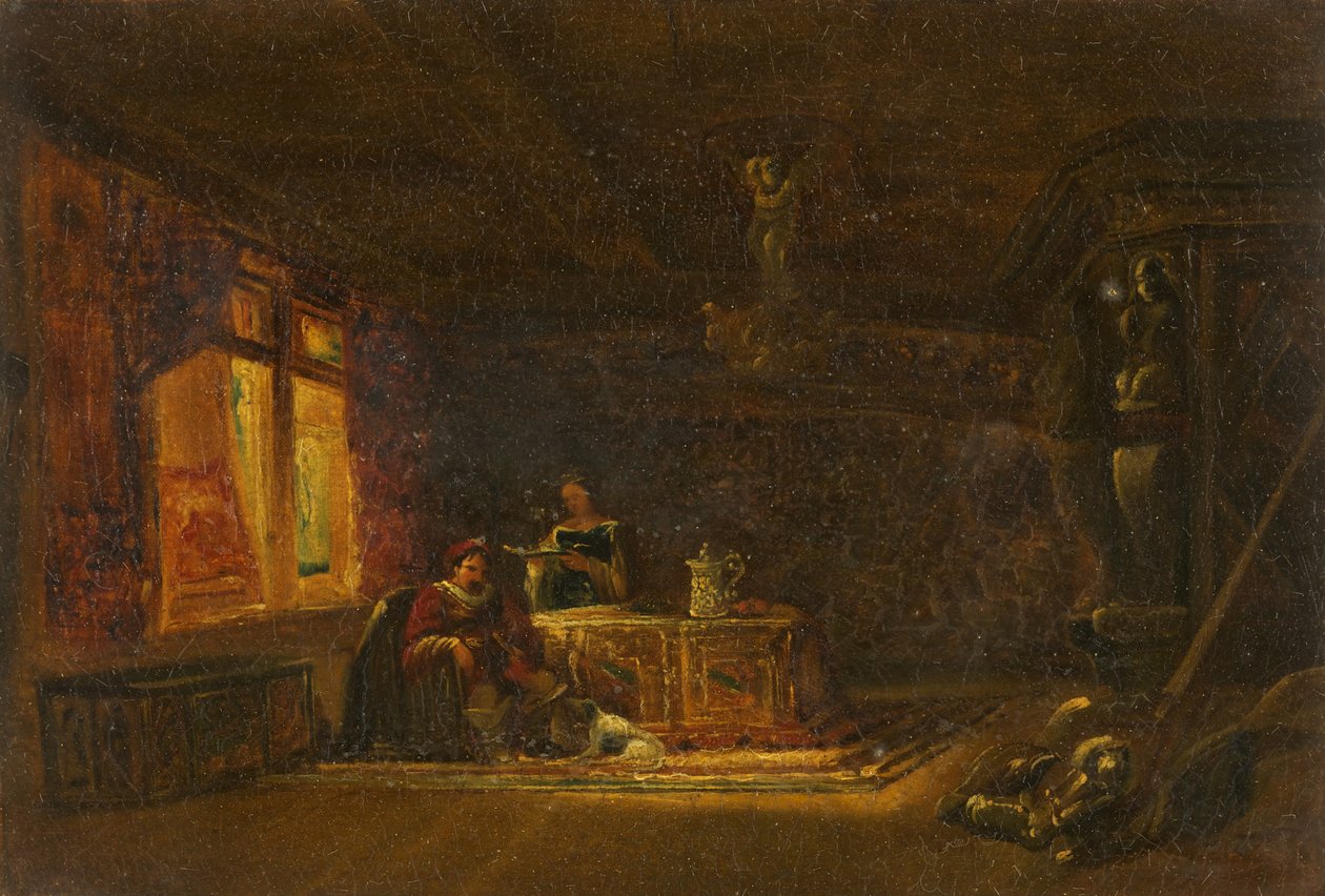 The Baronial Hall (olie på lærred) af William James Muller