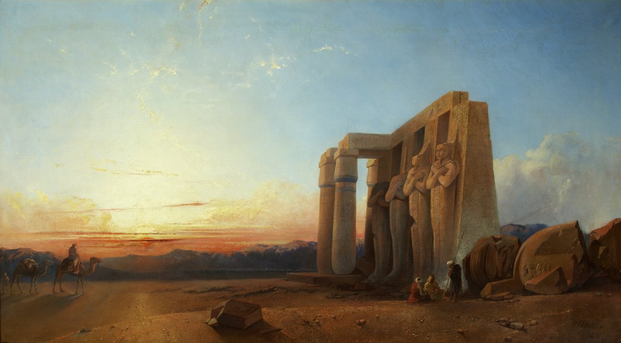 Ramesseum ved Theben, solnedgang af William James Muller
