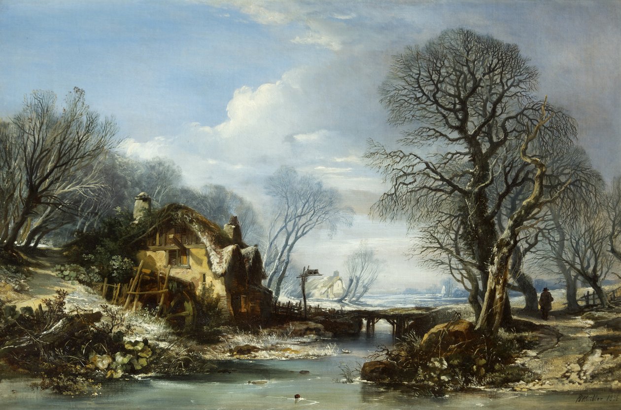 Vinterscene, Porlock af William James Muller