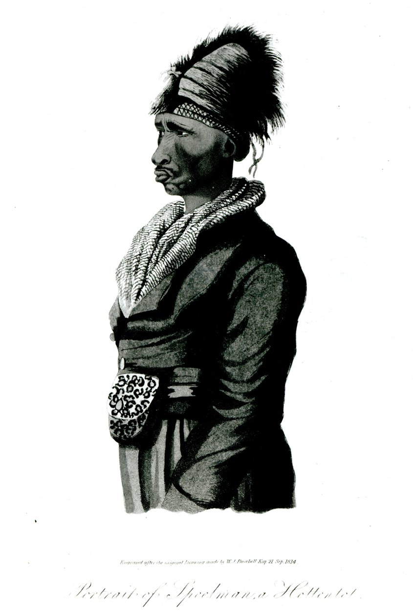 Portræt af Speelman, en Hottentot, 1814 af William John Burchell
