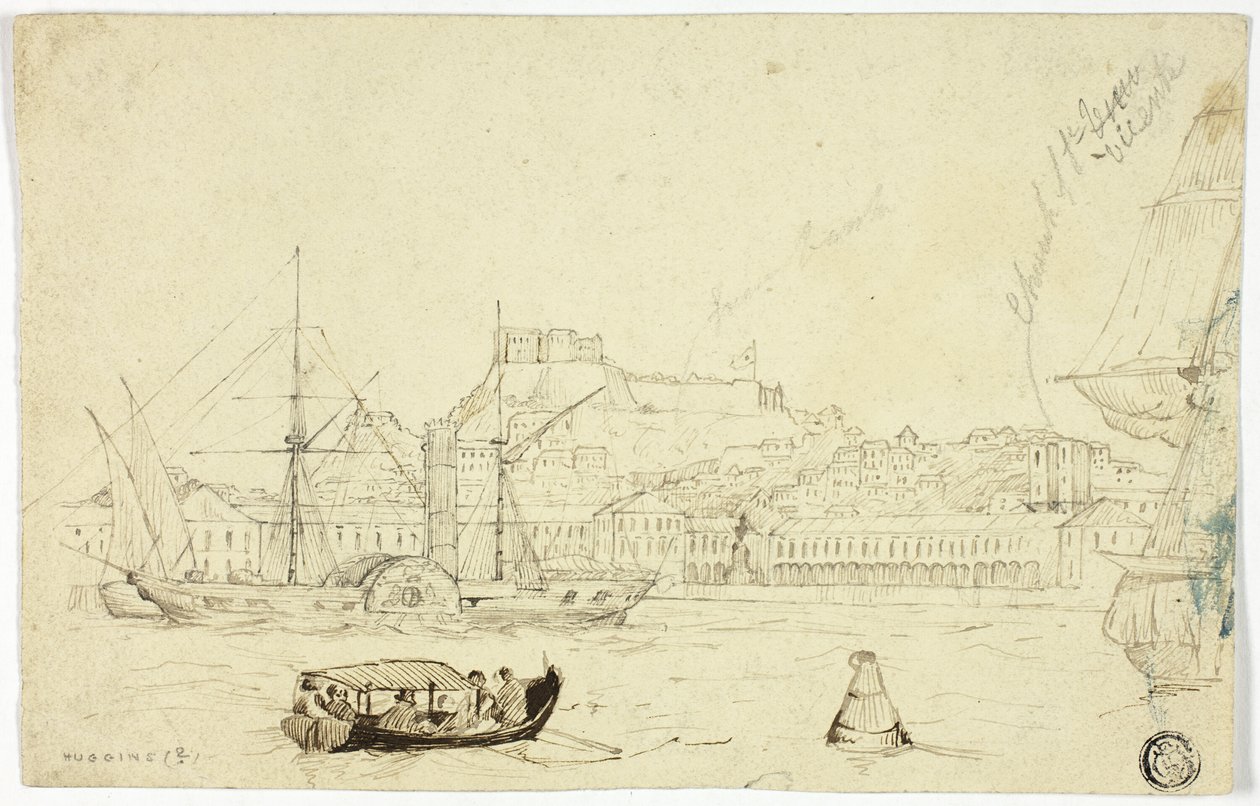 Havneby med fæstning af William John Huggins