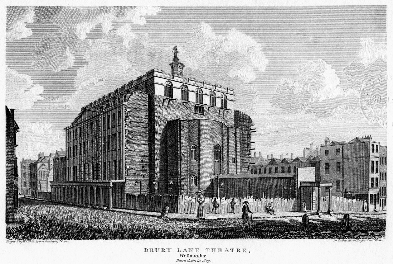 Drury Lane Theatre, Westminster, London, 1800-tallet. af William Johnstone White