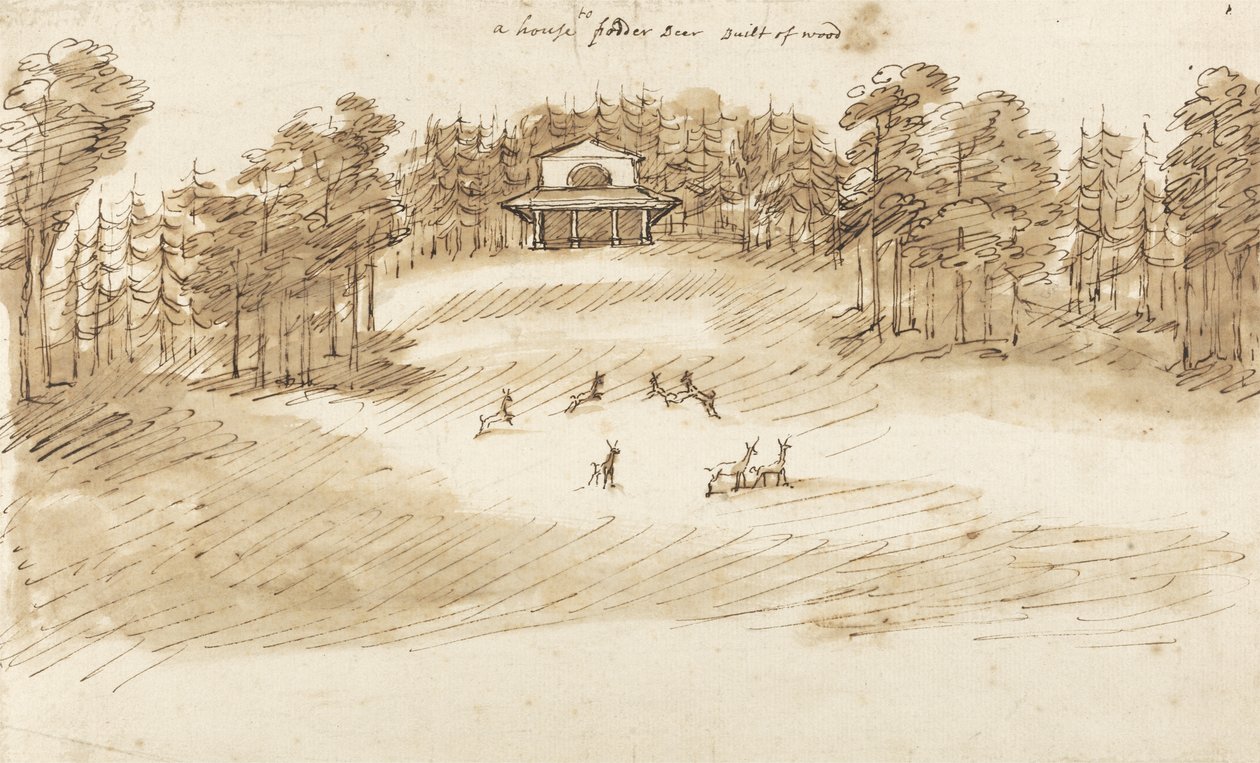 Deer Park (pen og blæk med vask på papir) af William Kent