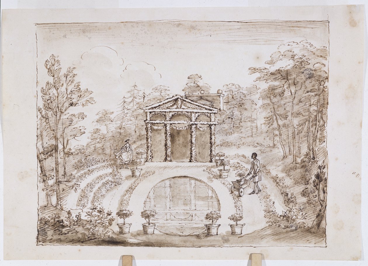 Blomstertempel og rund pool af William Kent