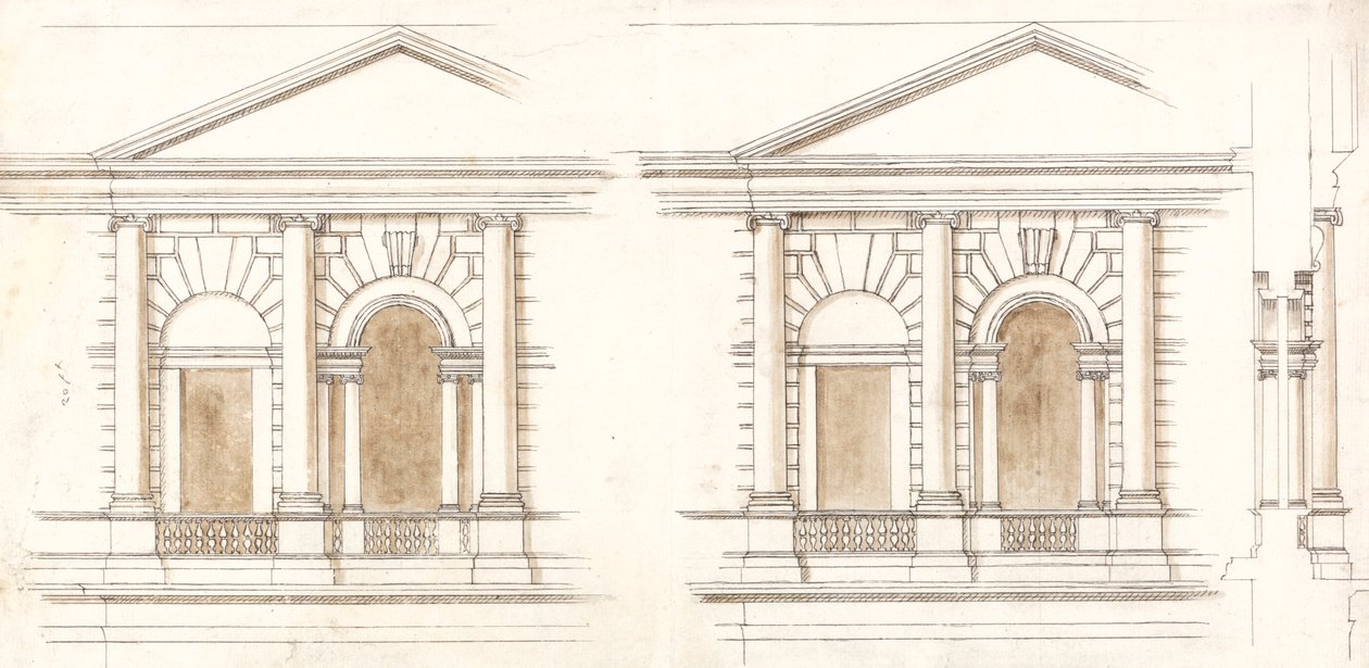 The Treasury, Whitehall, London: Alternative Elevations of the Facade af William Kent