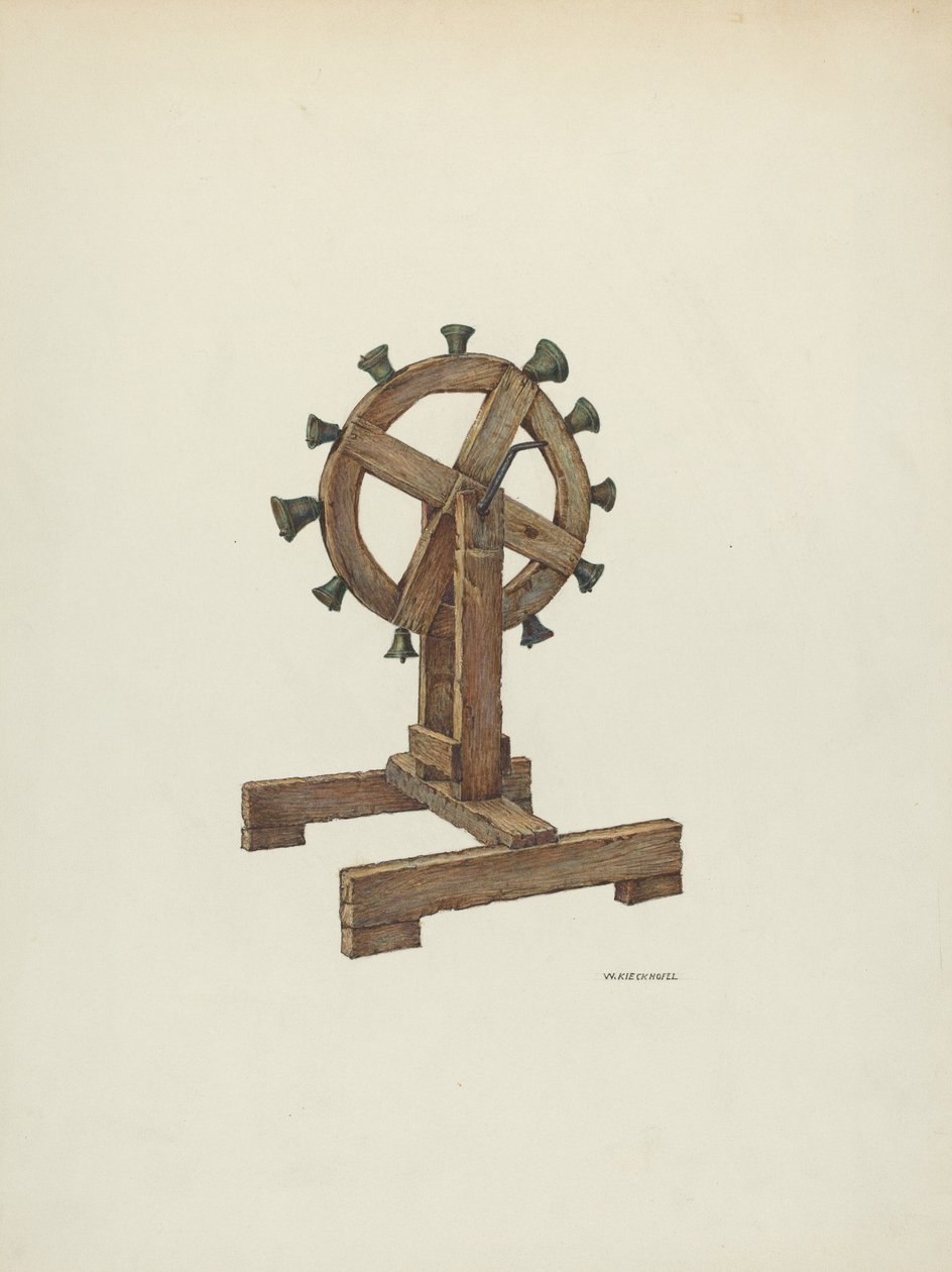 Alterklokke på hjul, ca. 1941. af William Kieckhofel
