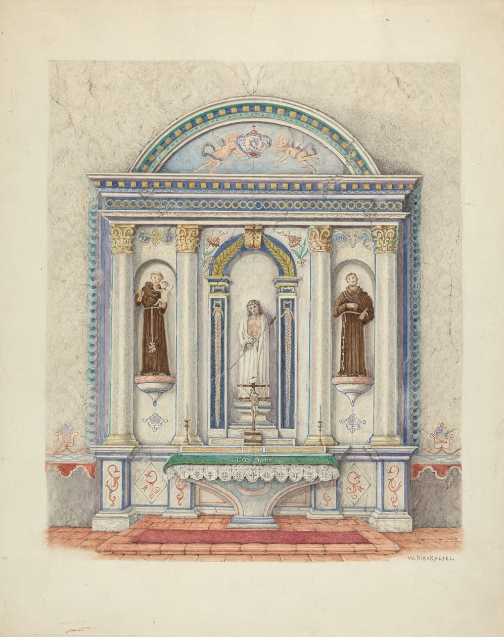 Sidealter, San Luis Rey Mission, 1941. af William Kieckhofel