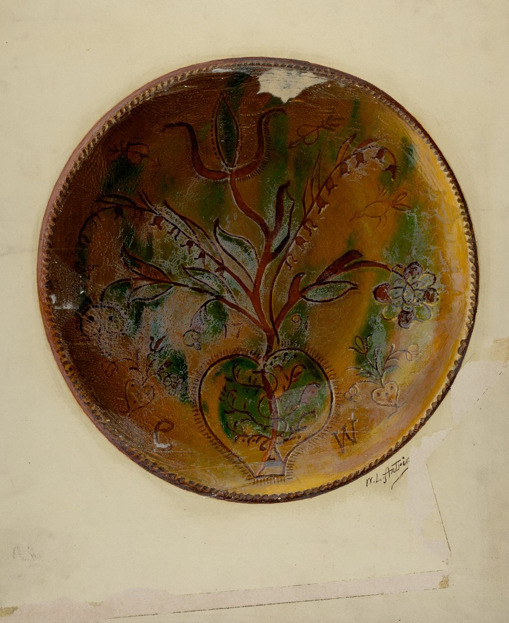 Pa. Tysk Tærtetallerken, ca. 1938. af William L Antrim
