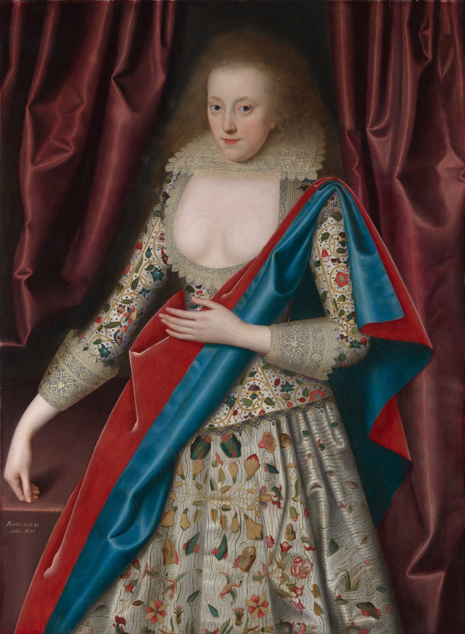 Portræt af en ung dame, muligvis Jane, Lady Thornhaugh af William Larkin