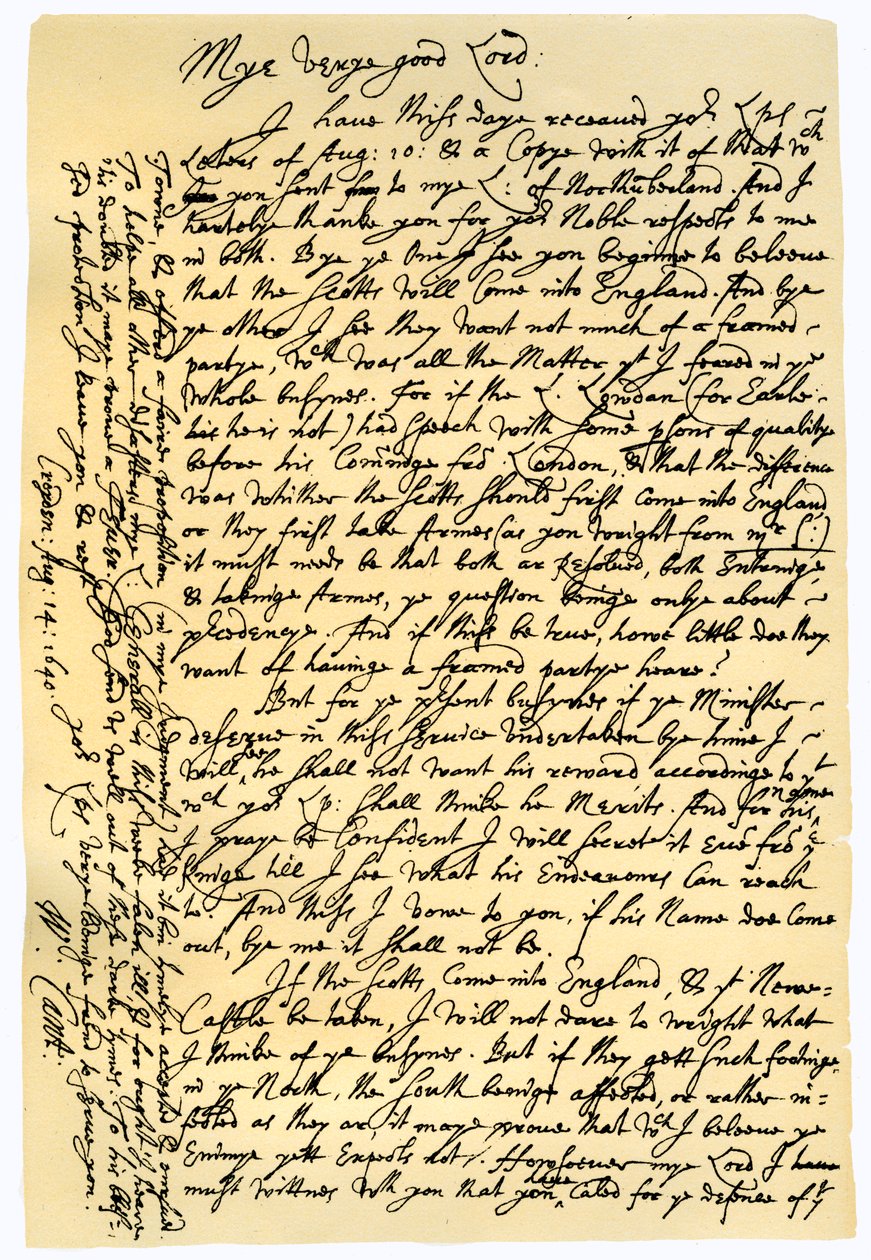Brev fra William Laud, ærkebiskop af Canterbury til Edward Conway, 14. august 1640. af William Laud