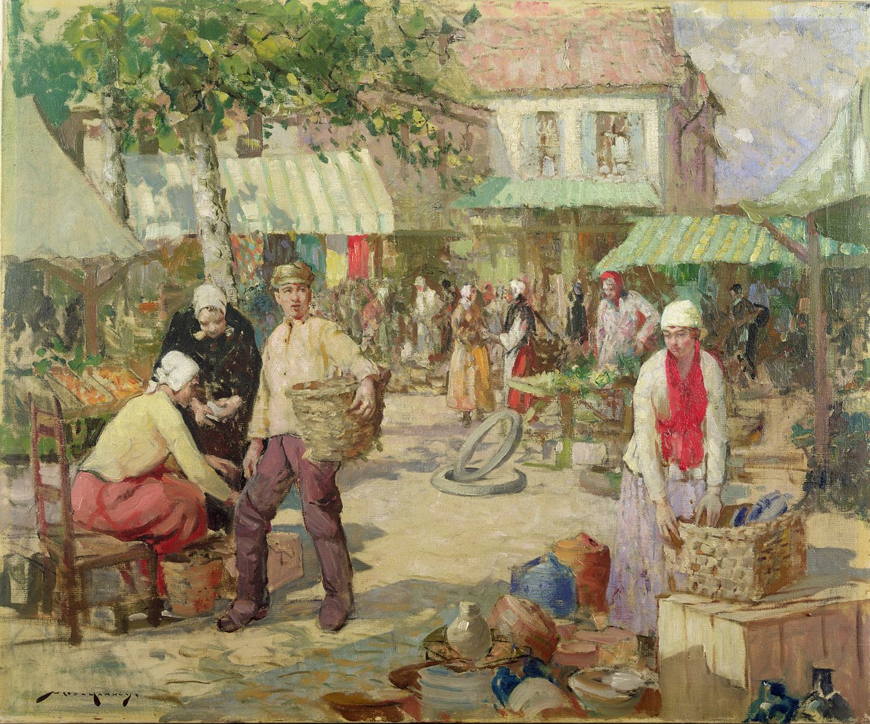 Et bretonsk marked (olie på lærred) af William Lee Hankey