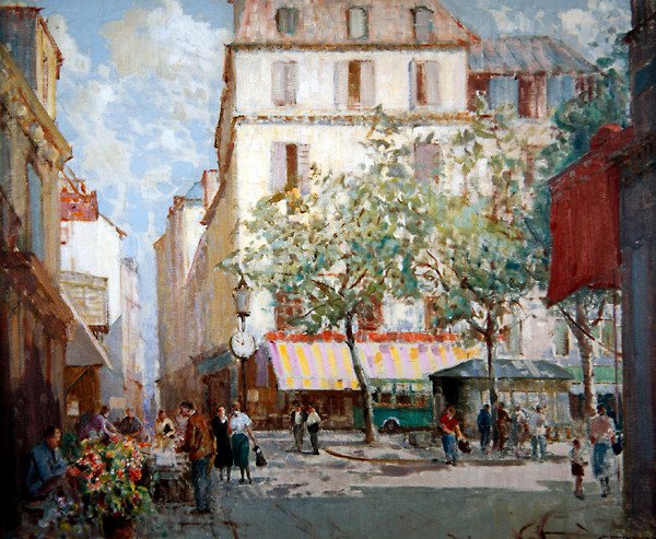 A Square in Paris (olie på lærred) af William Lee Hankey