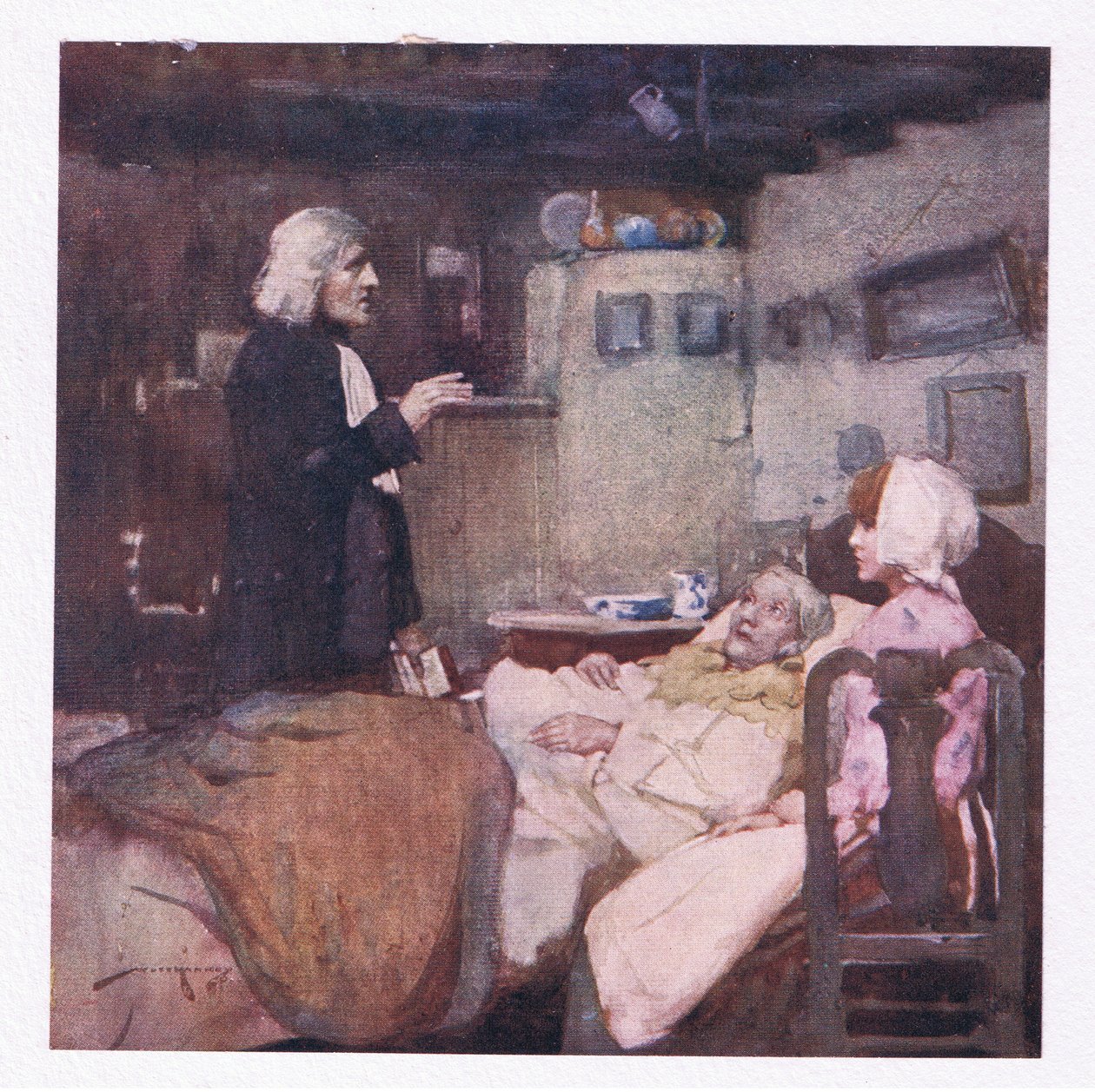 Men i sin pligt, hurtig ved hvert opkald, så han og græd, han bad og følte for alle (farve litho) af William Lee Hankey