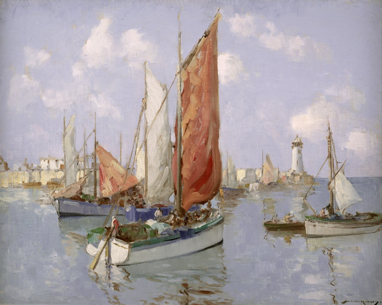 Fiskerbåd, Chareute (olie på lærred) af William Lee Hankey