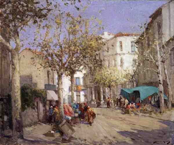 Frejus Market, Sydfrankrig (olie på lærred) af William Lee Hankey