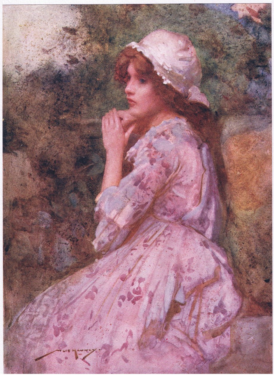 Hendes beskedne udseende, som hytten kunne have e.Kr., sød som primulaen kigger under tornen (farve litho) af William Lee Hankey