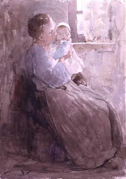 Julie og Louise (akvarel på papir) af William Lee Hankey