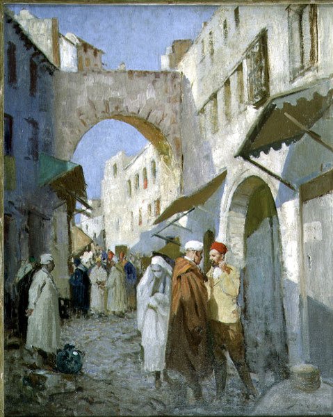 Marokkansk gadescene (Tetuan) (olie på lærred) af William Lee Hankey