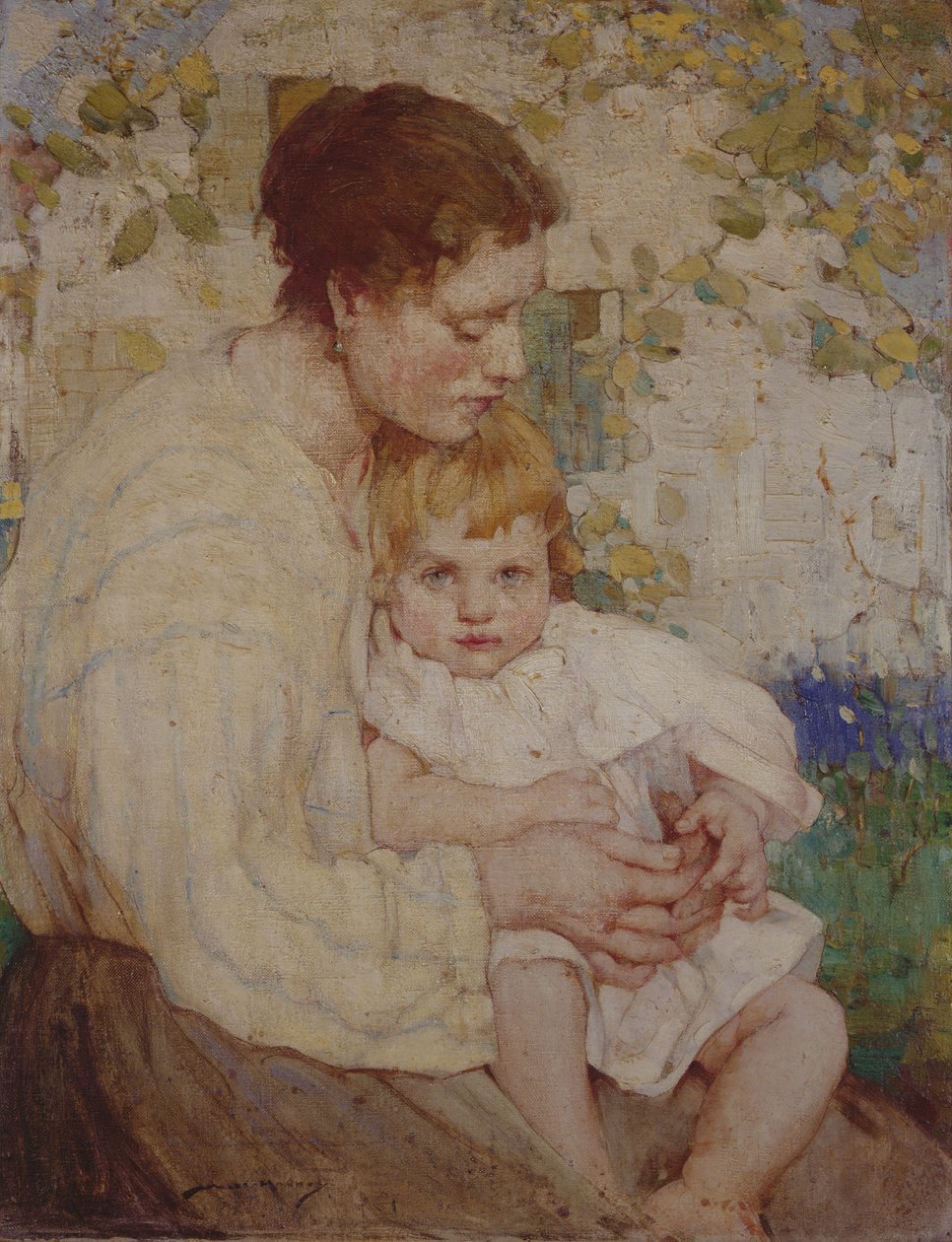 Mor og barn (olie på lærred) af William Lee Hankey