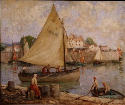 Afsted til fiskepladsen, Honfleur af William Lee Hankey