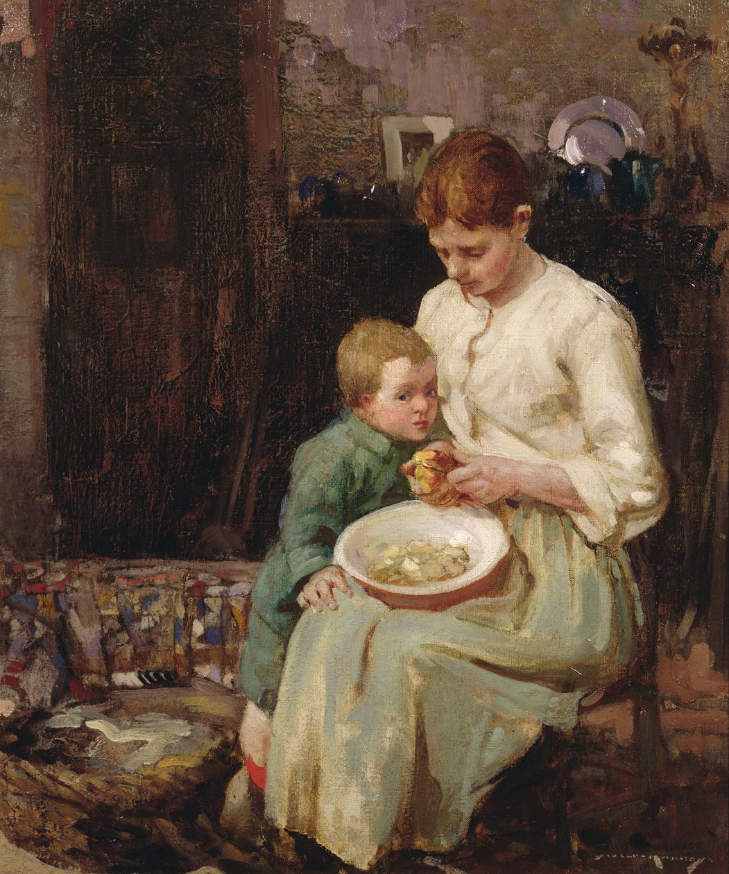 Tilberedning af måltidet (olie på lærred) af William Lee Hankey