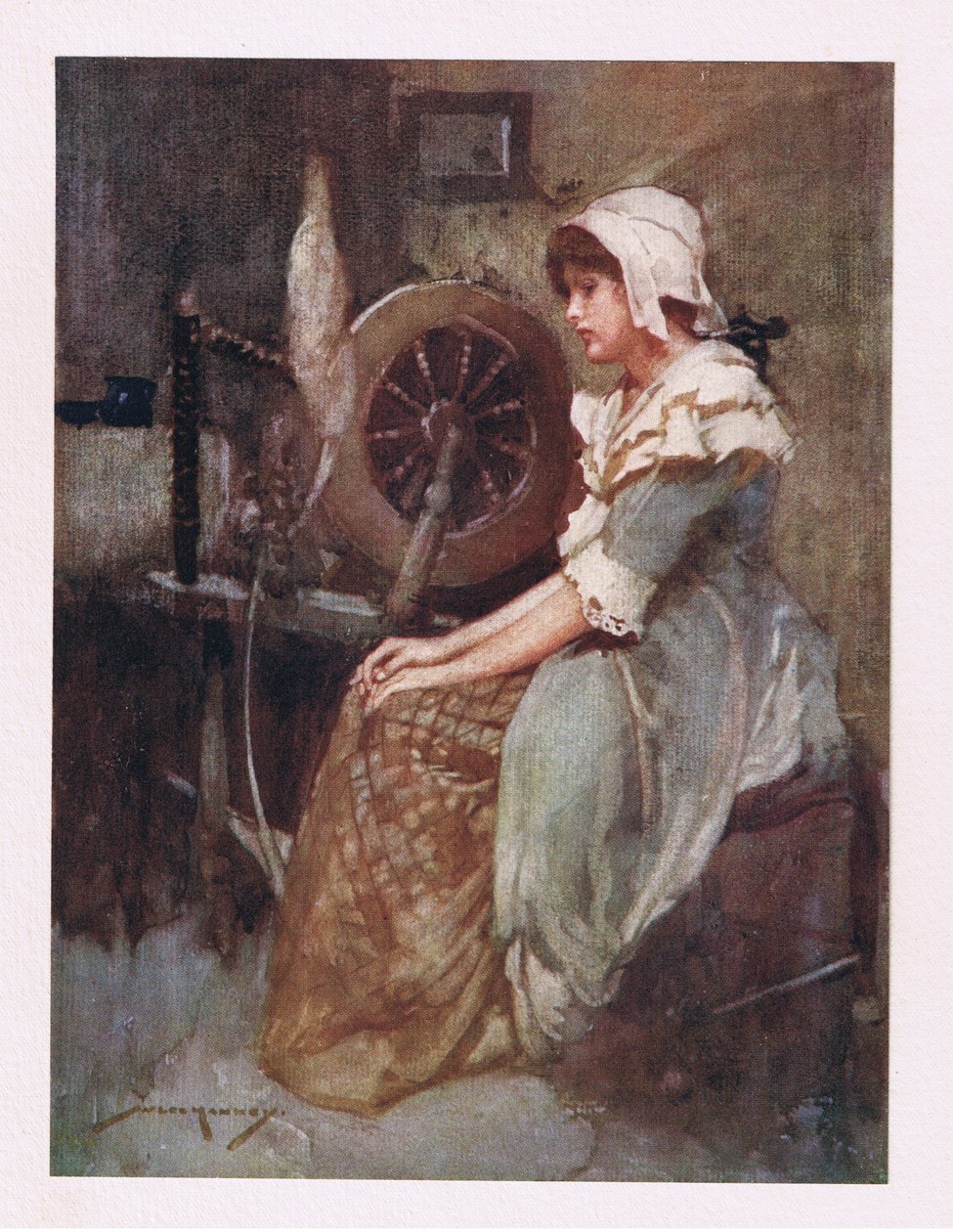 Hun efterlod sit hjul og klæder af landbrun (farve litho) af William Lee Hankey