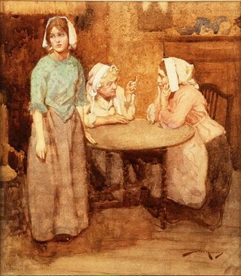 Den øde landsby (akvarel på papir) af William Lee Hankey