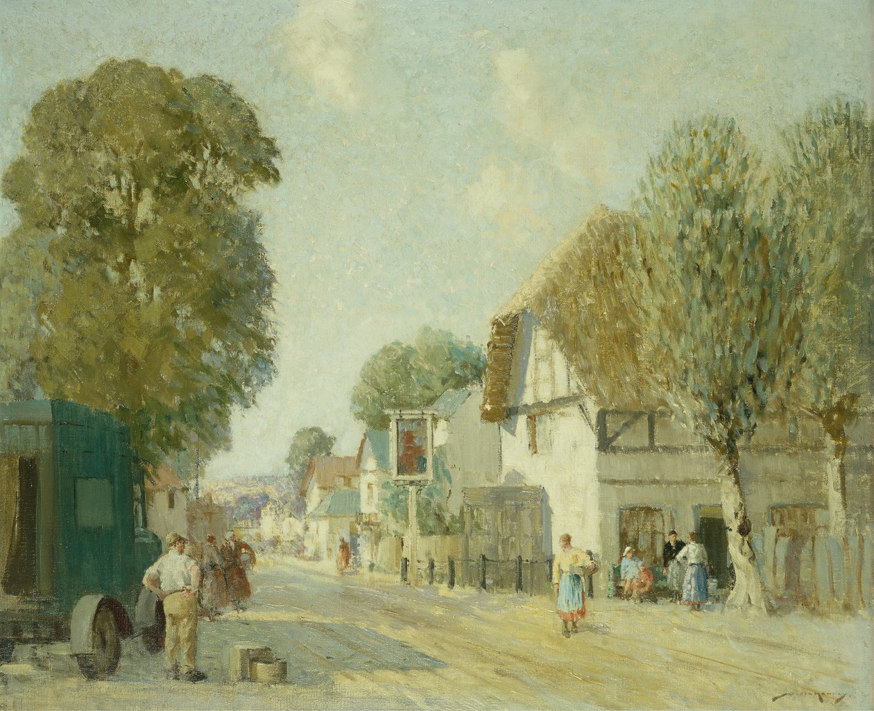 The Inn at Avebury (olie på lærred) af William Lee Hankey