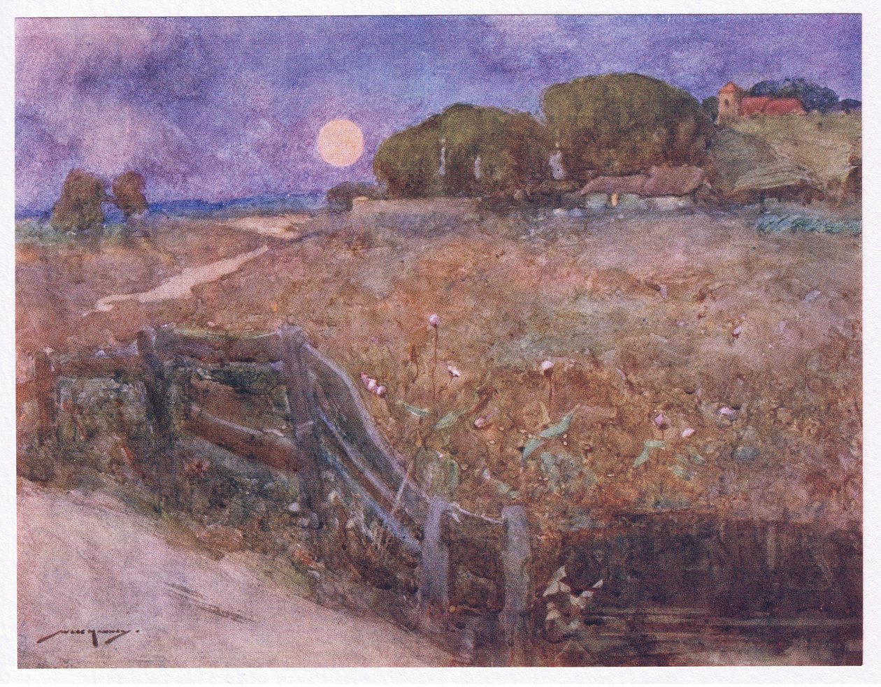 Den anstændige kirke, der ikke topper den nærliggende bakke (farve litho) af William Lee Hankey
