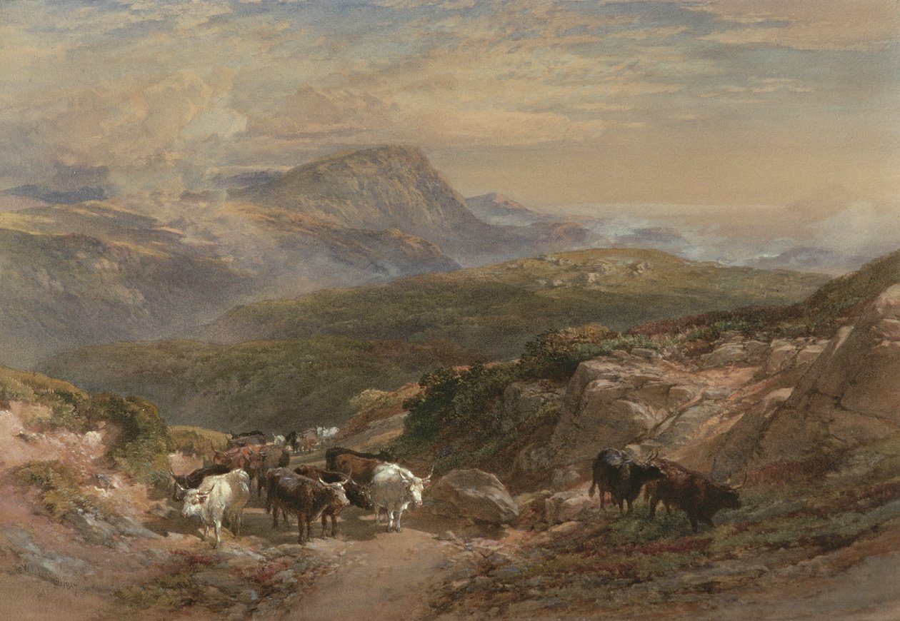 Scene i højlandet, 1800-tallet af William Leighton Leitch