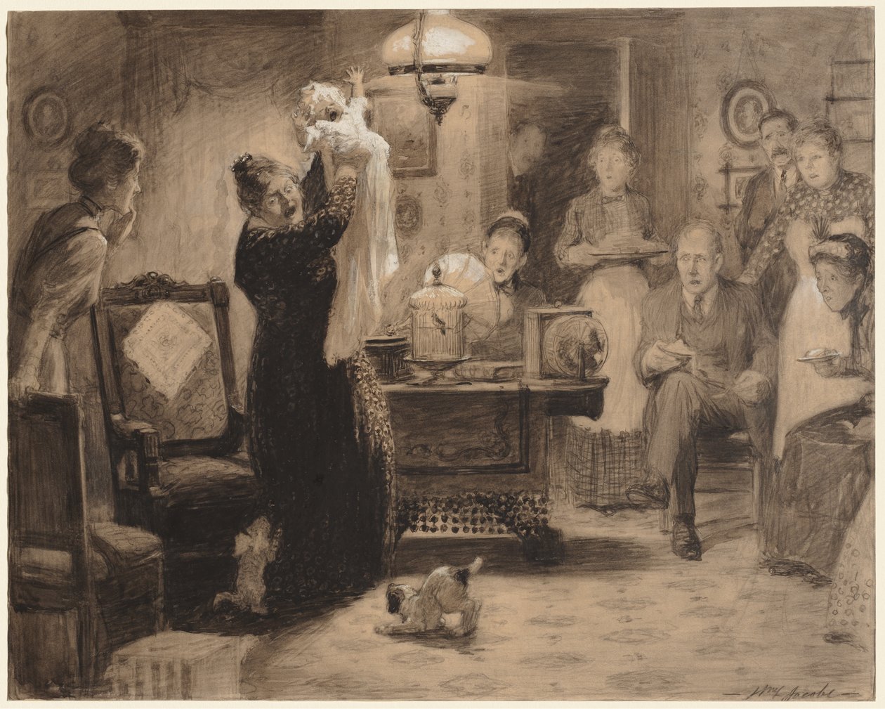Skitse til illustration The Stationary Baby, 1912. af William Leroy Jacobs