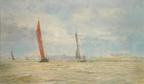Hoo Fort, River Medway (akvarel på papir) af William Lionel Wyllie
