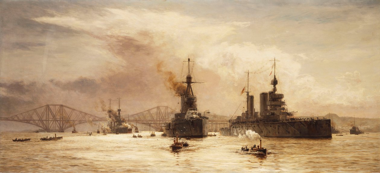 Den første kampeskadron forlader den fjerde til slaget ved Jylland, 1917 af William Lionel Wyllie